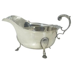 Irish silver sauce, gravy boat by West & Son, Dublin, 1920