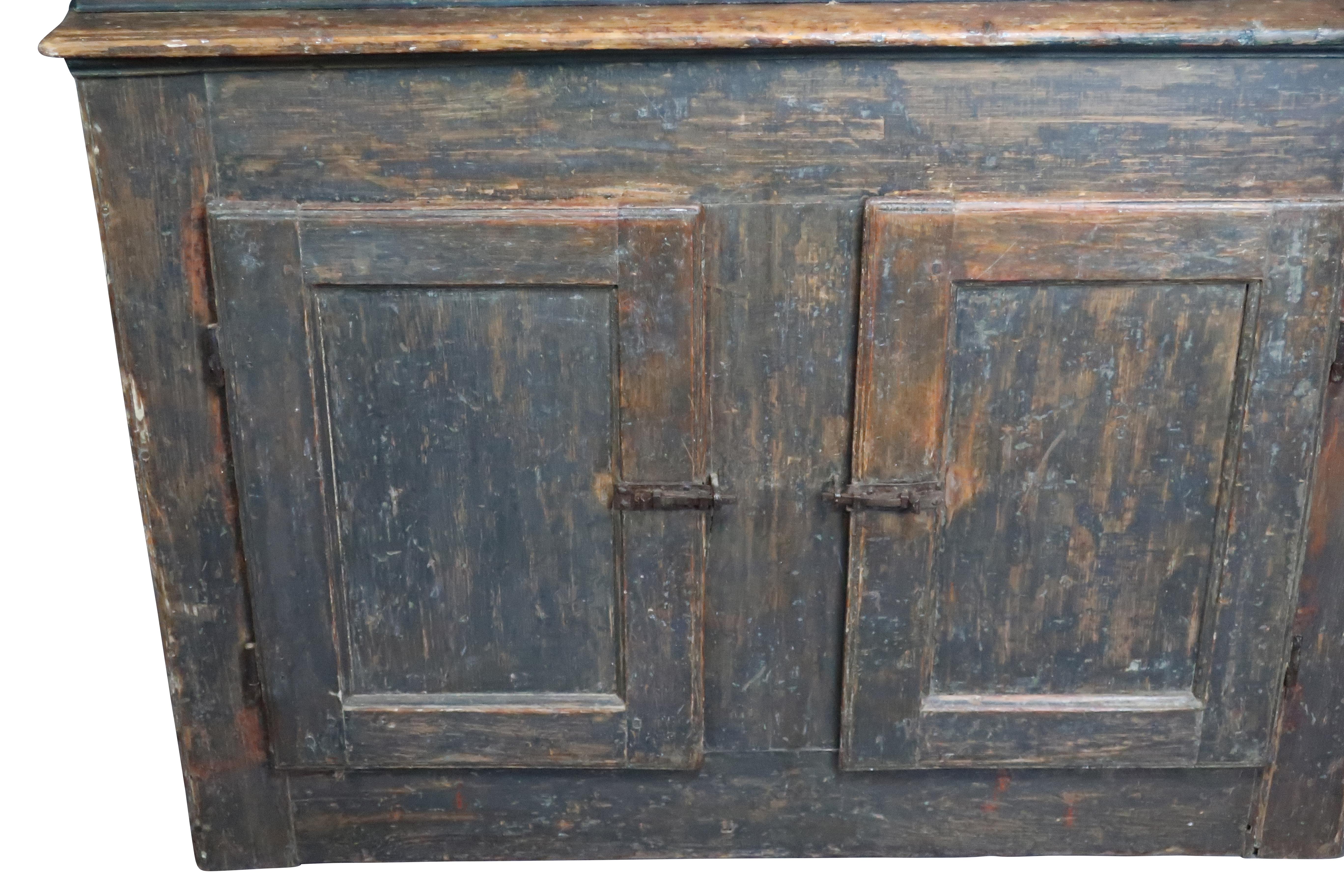 19th Century Irish Step Back Painted Cupboard