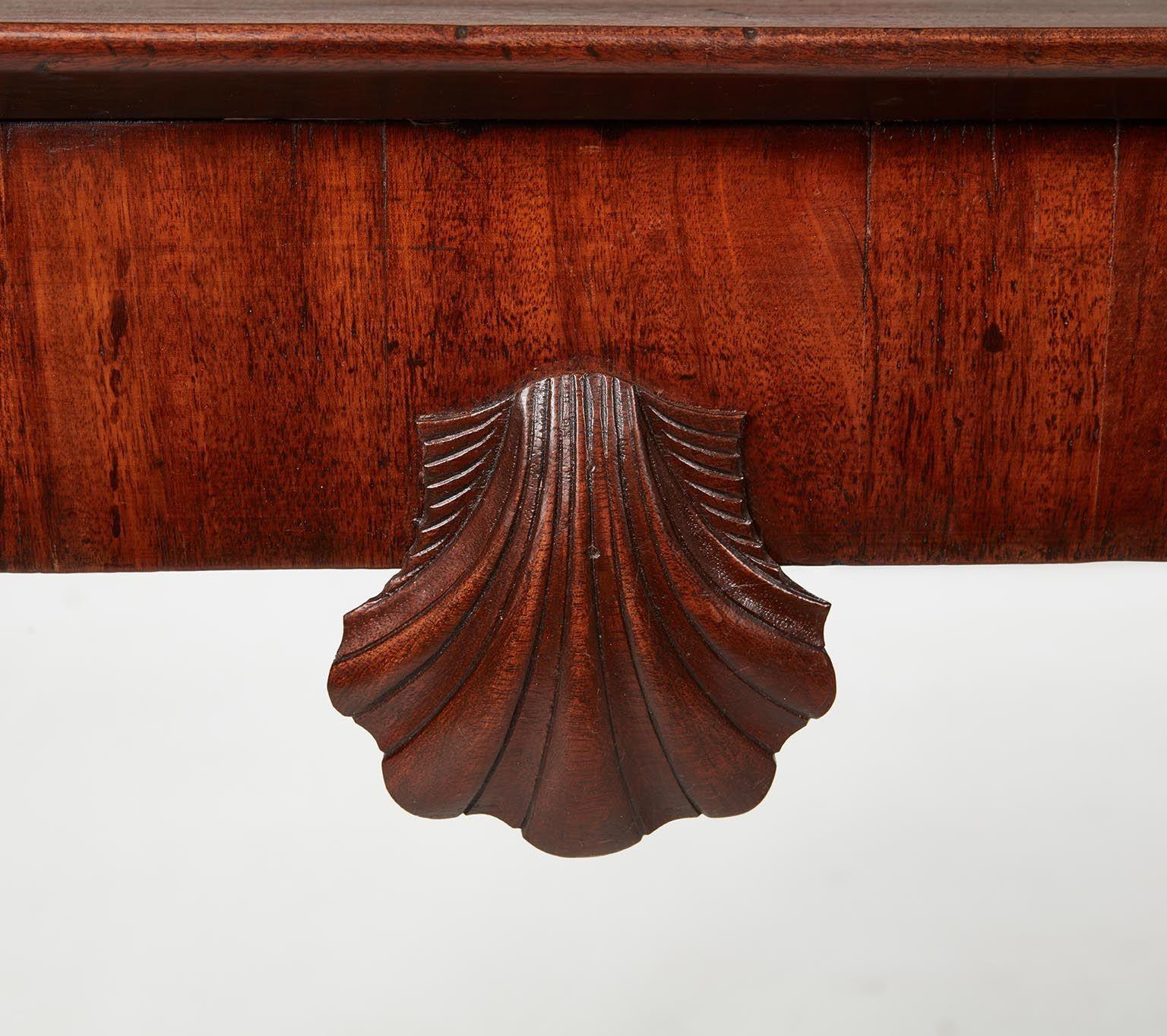 Mahogany Irish Tray Top Table with Shell Carving For Sale