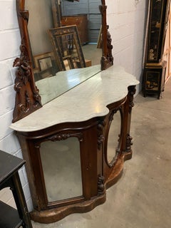 Irish Victorian Burl Walnut Credenza