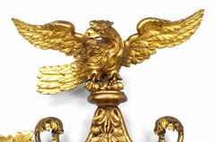 Michael O'Malley Irish Victorian Gilt Girandole Eagle Crest Wall Mirror
