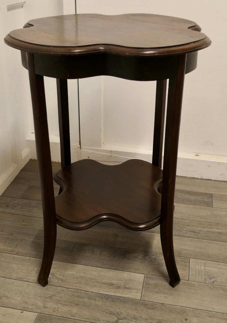 Irish Walnut Side or Lamp Table the Table Has a Four Leaf Clover Shape