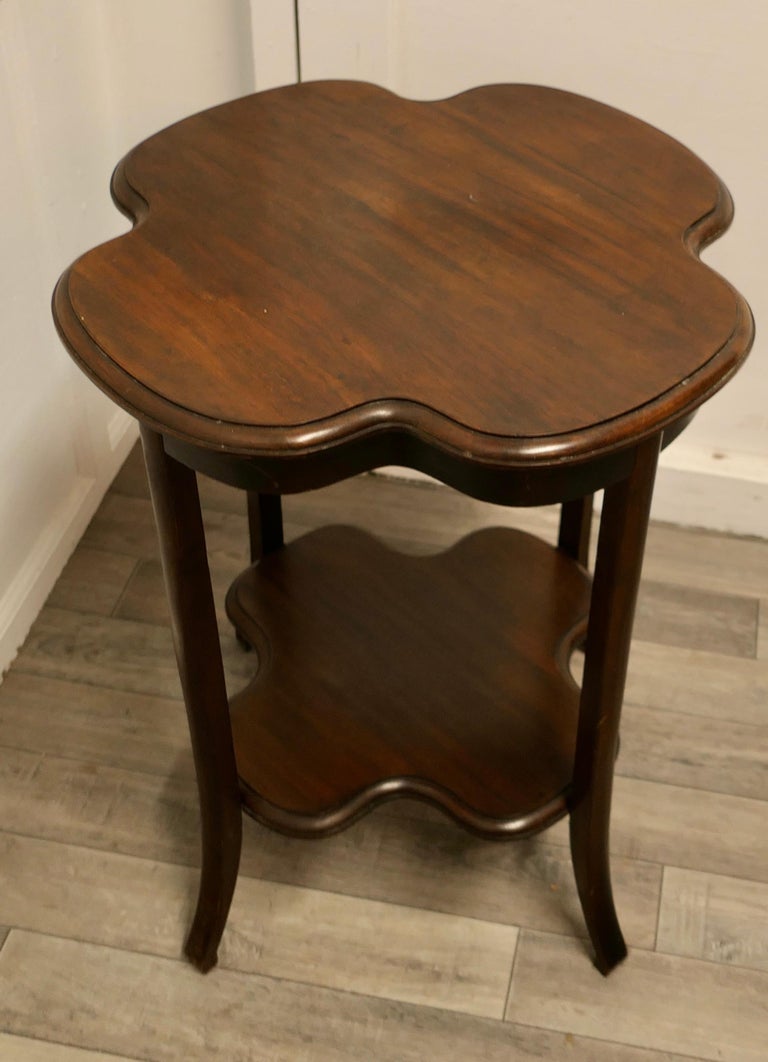 Irish Walnut Side or Lamp Table the Table Has a Four Leaf Clover Shape