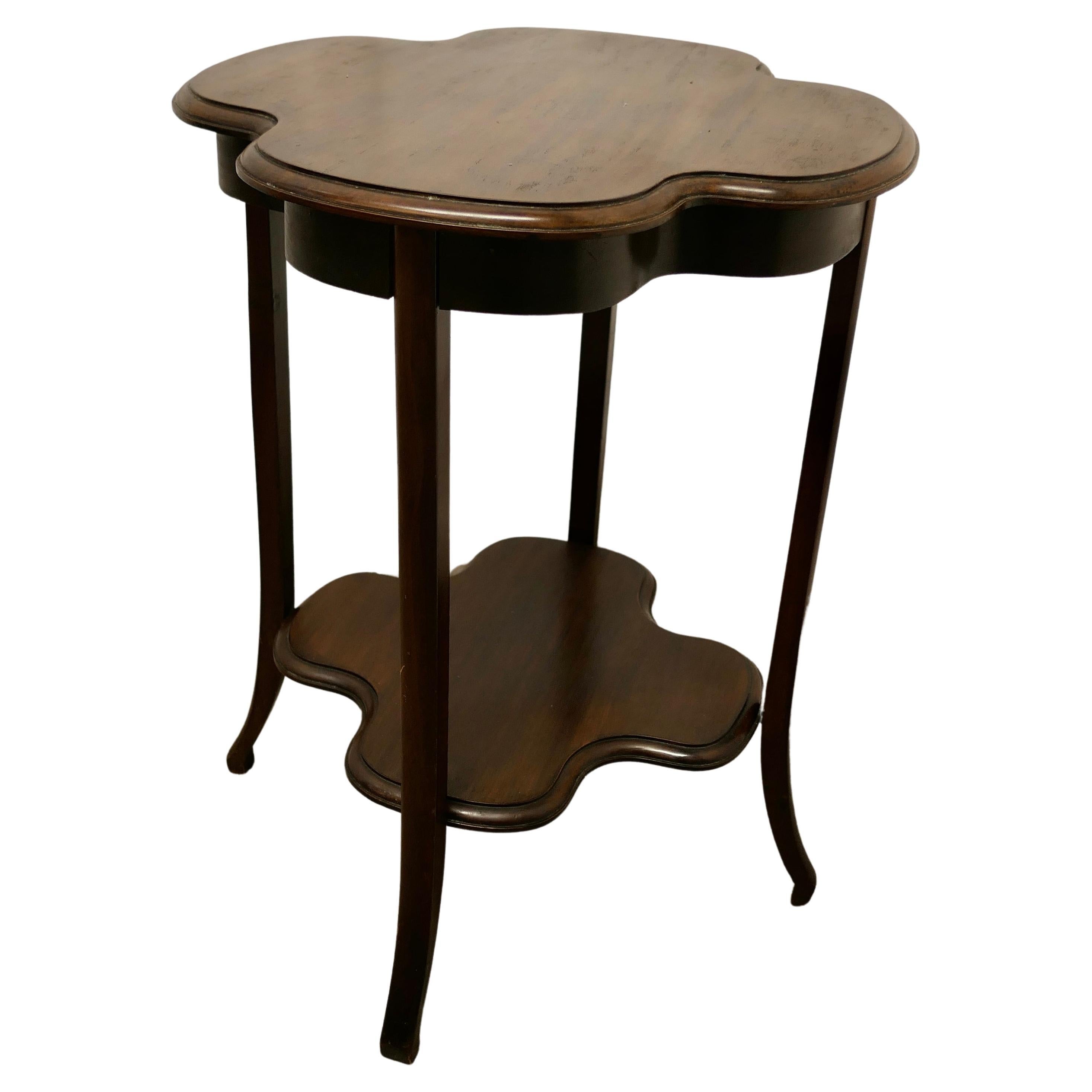 Irish Walnut Side or Lamp Table the Table Has a Four Leaf Clover Shape For Sale