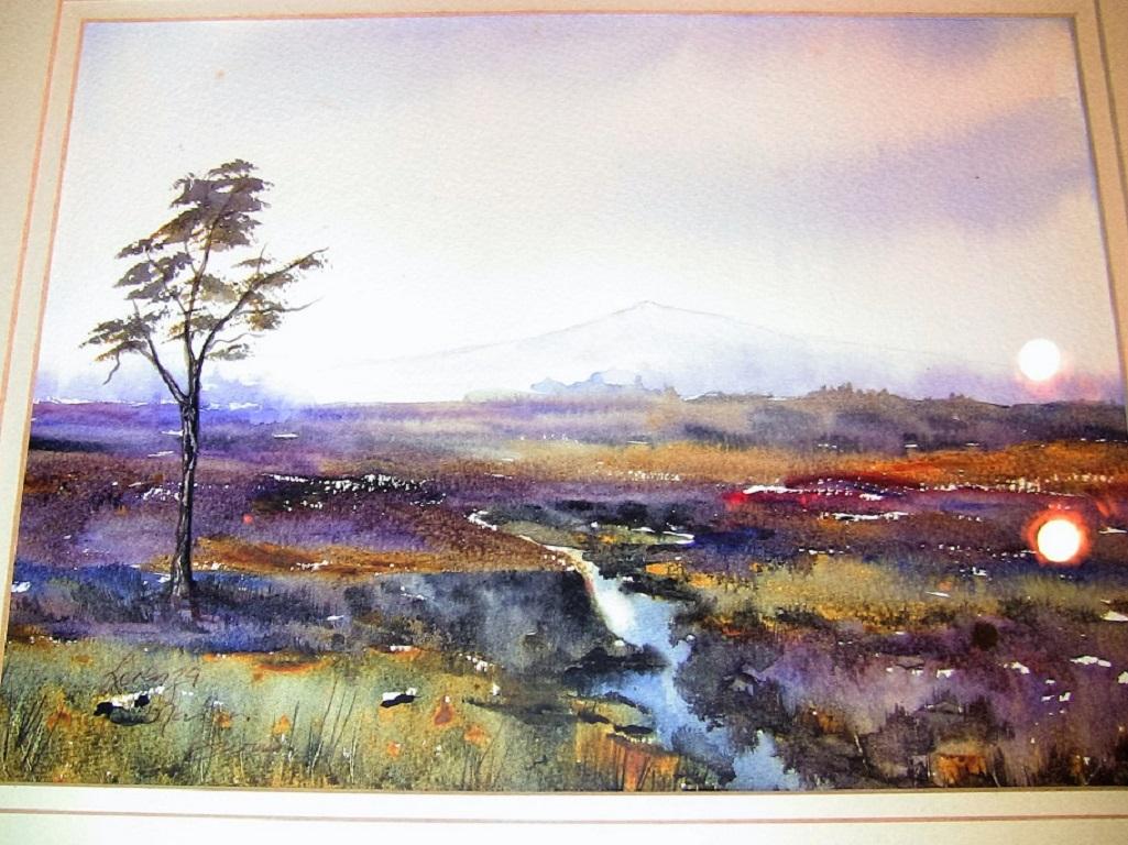 Contemporary Irish Watercolor by L Burns of Croghan Bog