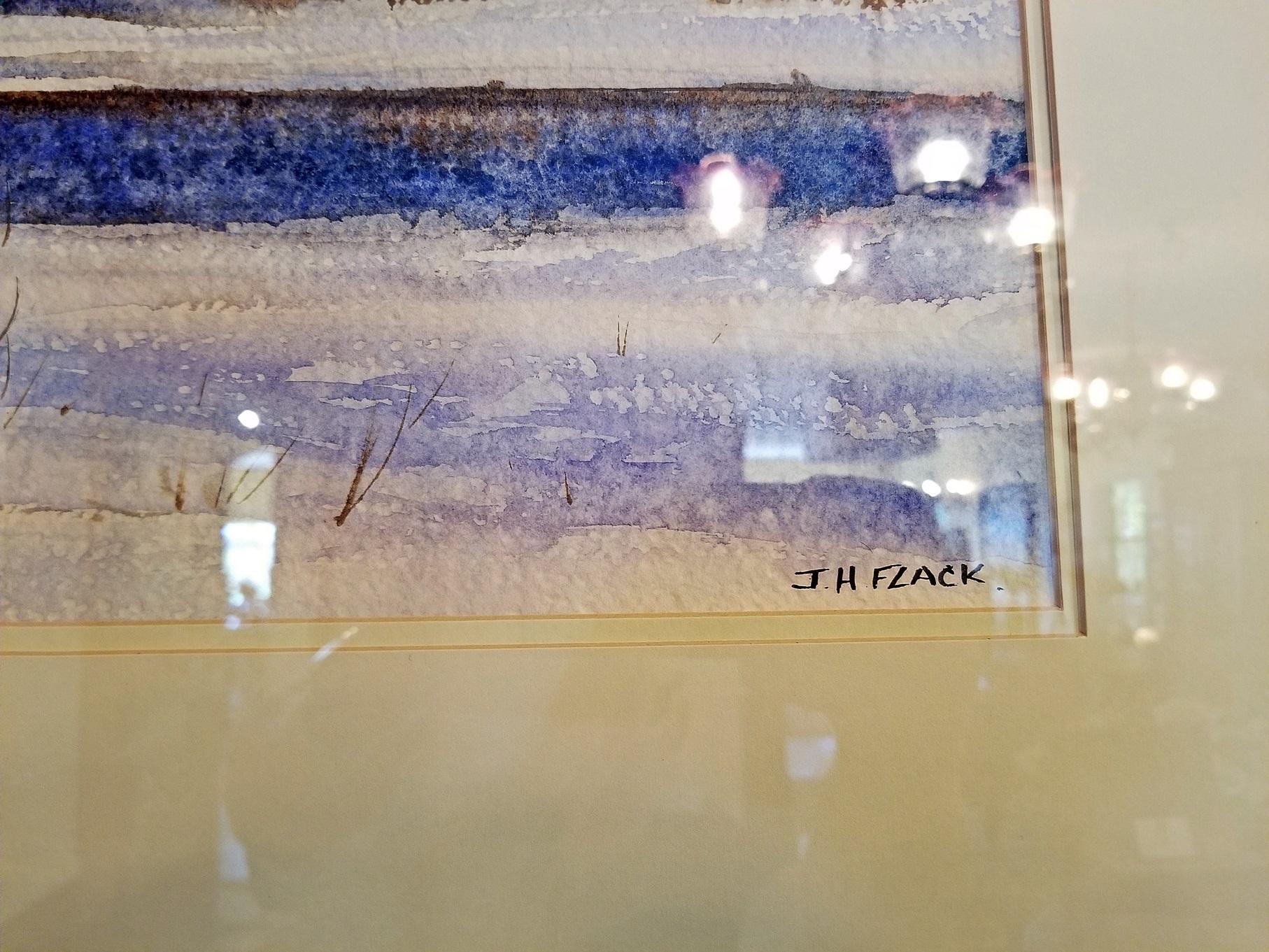 Irisches Aquarell von Rev JH Flack of Winter auf „The Bog of Allen“ im Zustand „Gut“ im Angebot in Dallas, TX