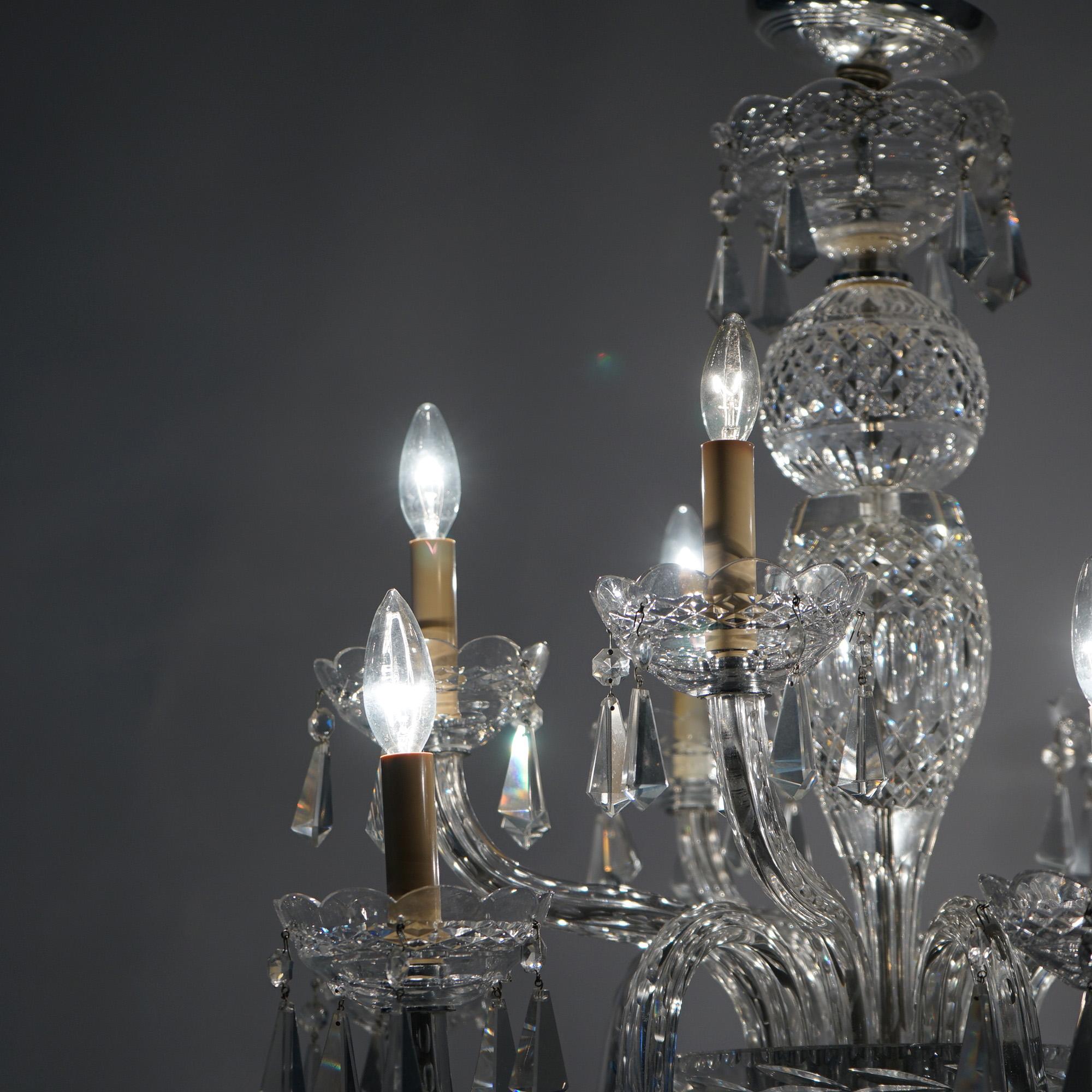 Irish Waterford Eight-Light Cut Crystal Chandelier 20th C 9