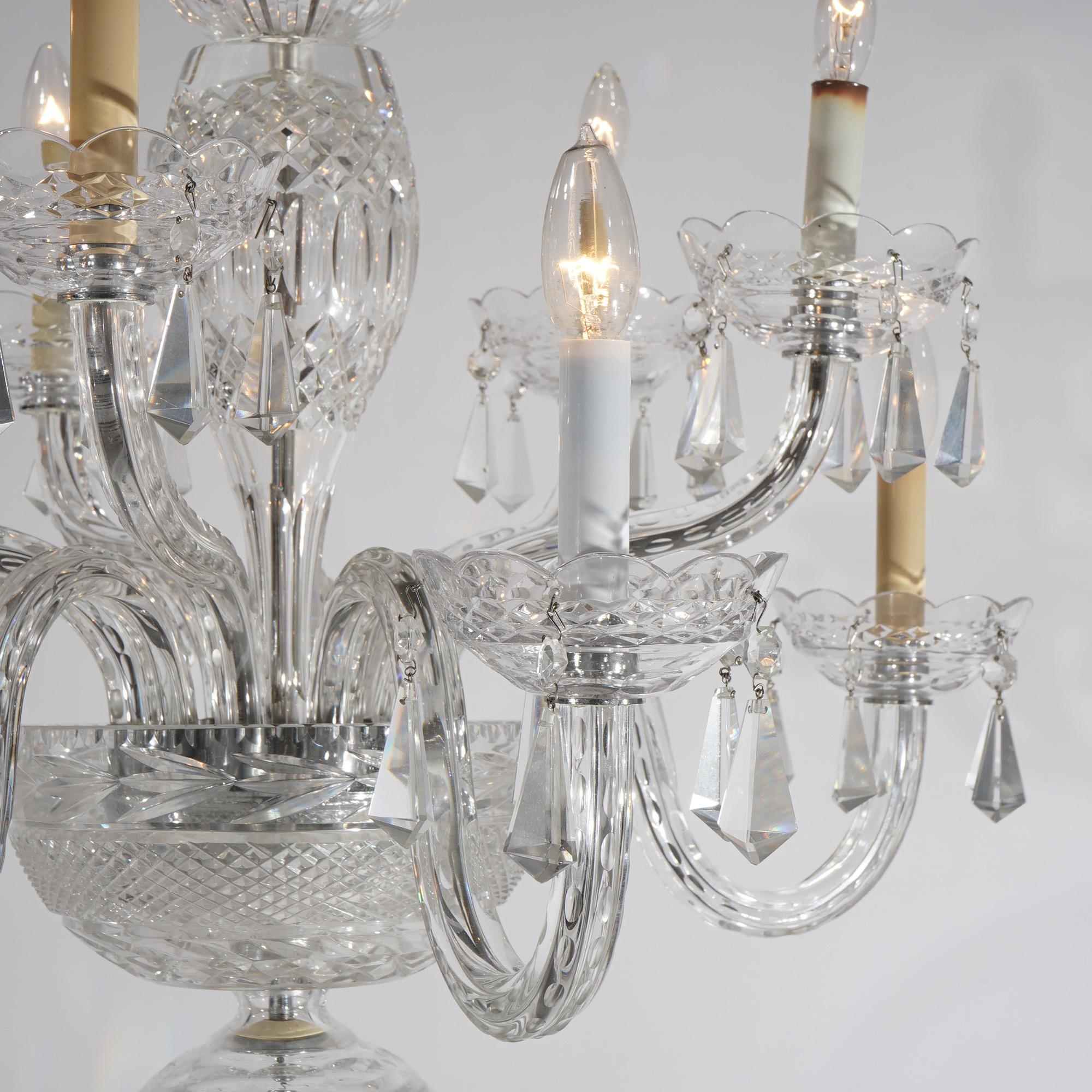 Irish Waterford Eight-Light Cut Crystal Chandelier 20th C 2