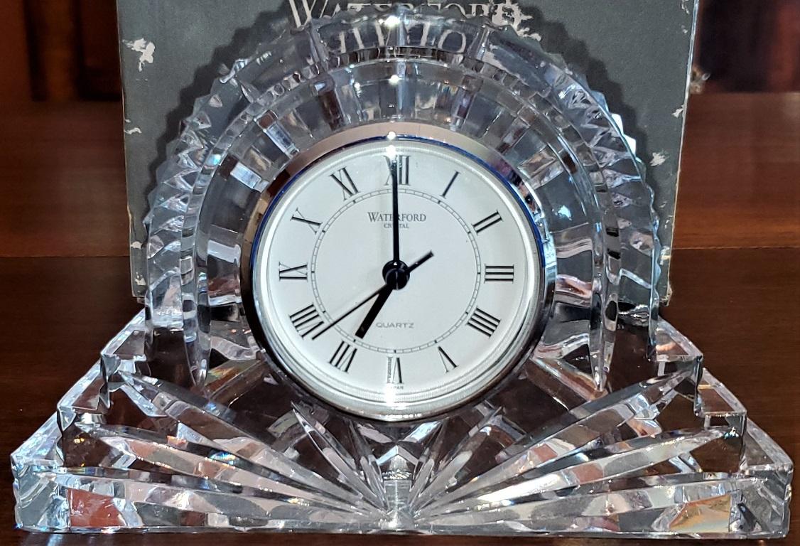 Irish Waterford Large Silver Rimmed Cottage Clock In Good Condition In Dallas, TX