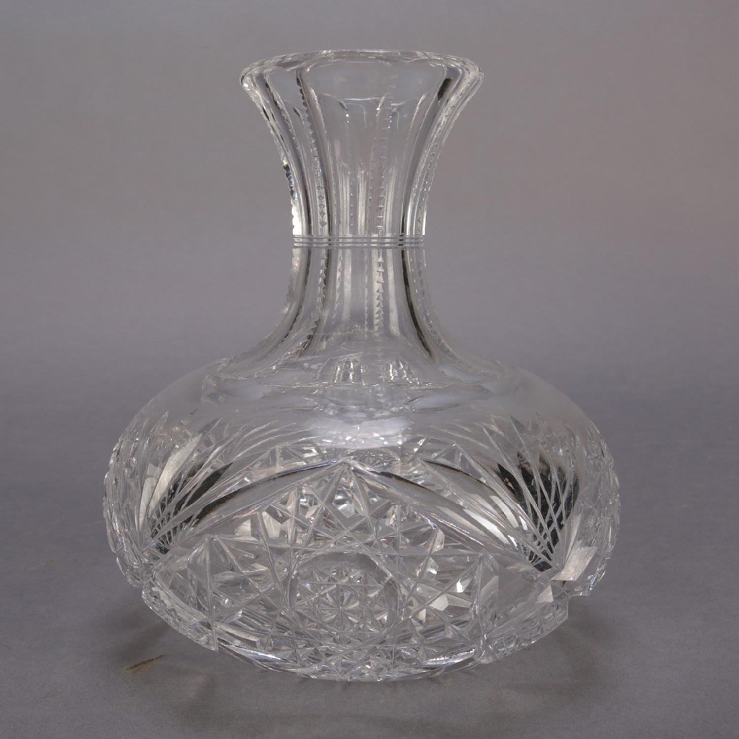 Hawkes School American Brilliant Cut Glass Wine Carafe, 20th Century In Good Condition In Big Flats, NY