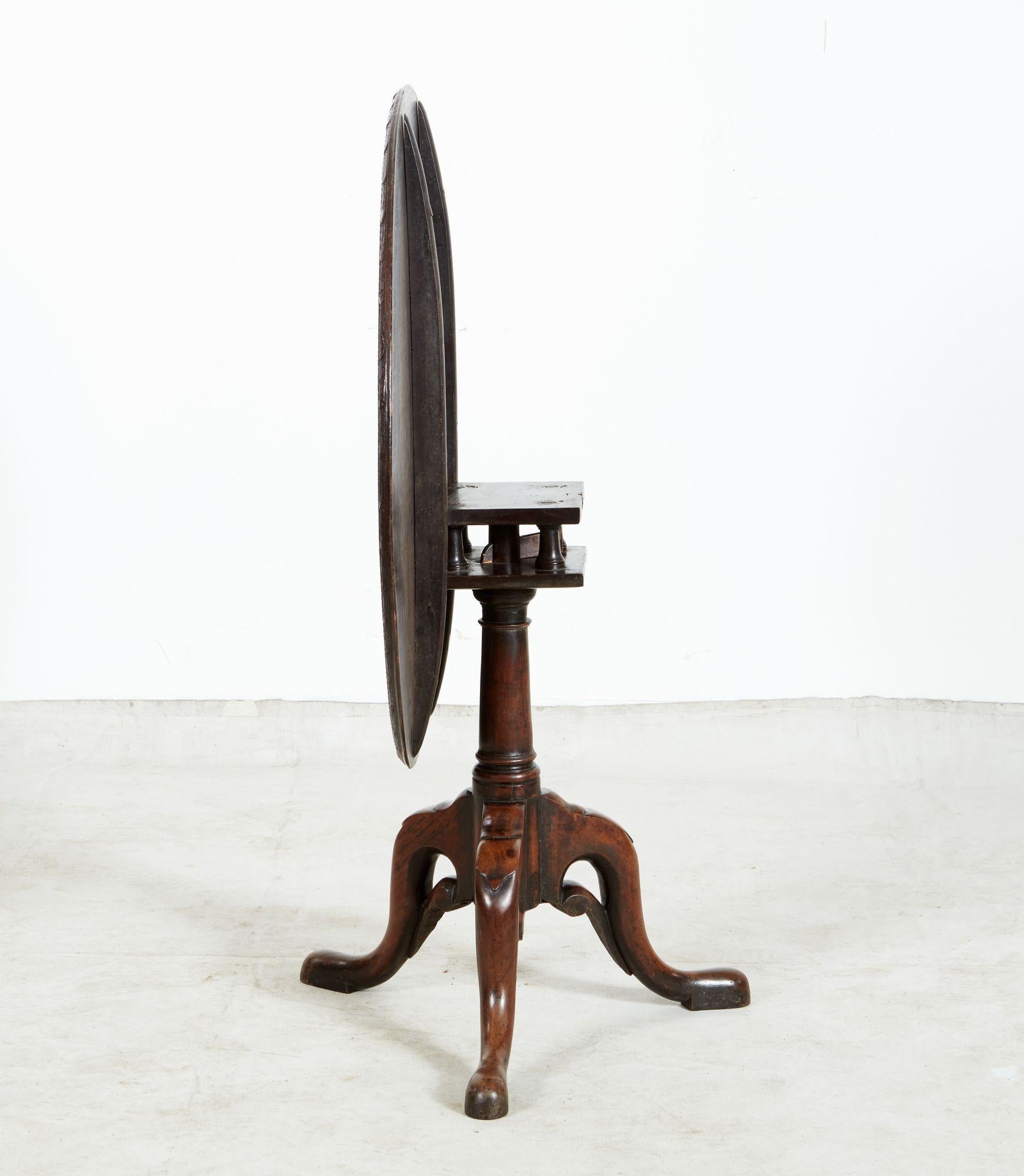 George II Irish Wheat Carved Tripod Tea Table For Sale