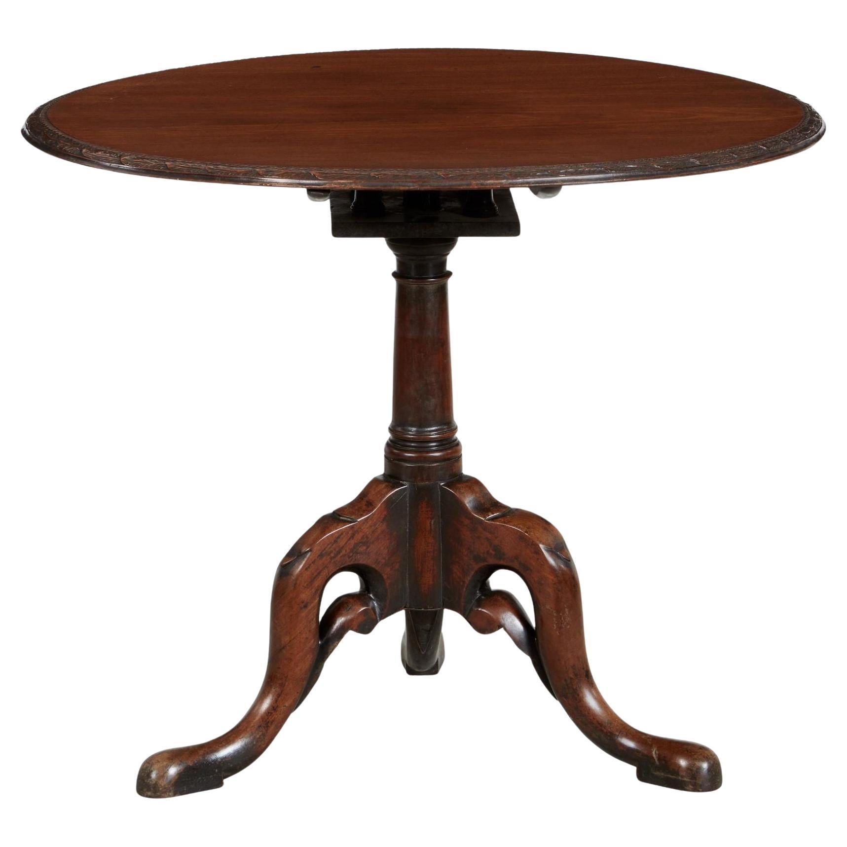 Irish Wheat Carved Tripod Tea Table