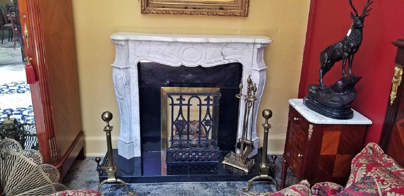 Renaissance Revival Irish White Marble Complete Fireplace