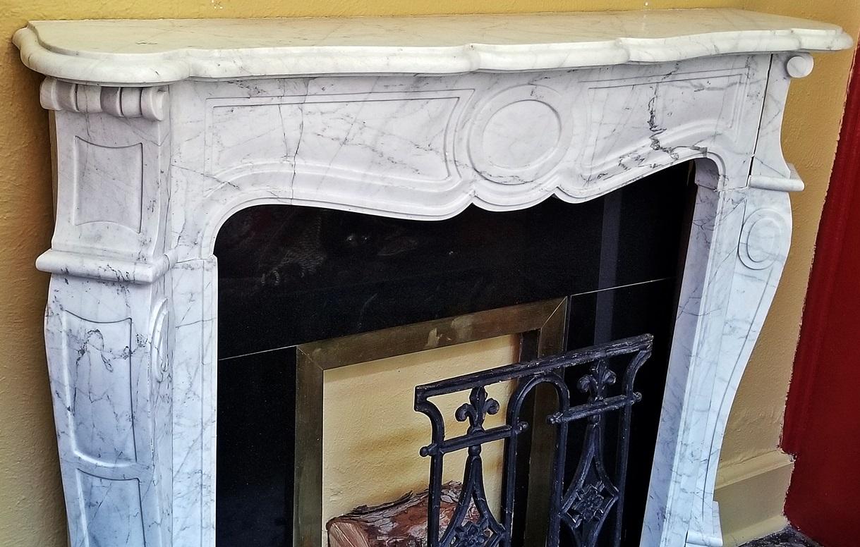Cast Irish White Marble Complete Fireplace