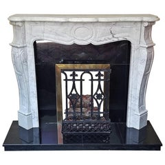 Antique Irish White Marble Complete Fireplace