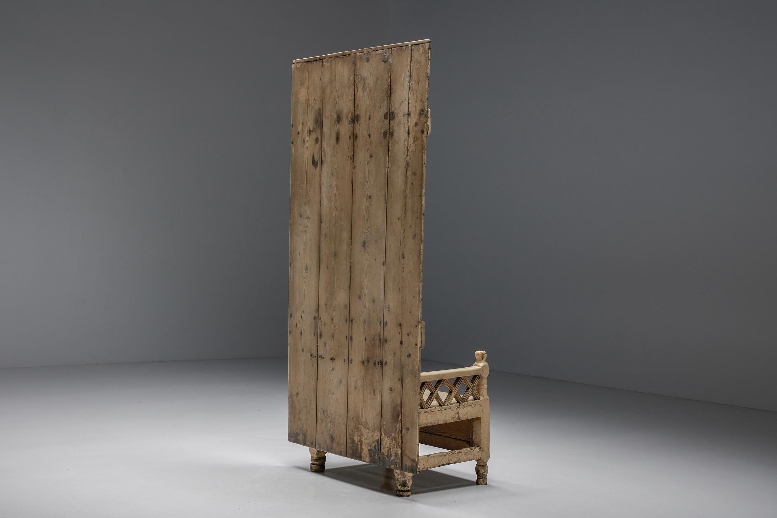 Northern Irish Irish Wooden Settle Chair, 19th Century For Sale