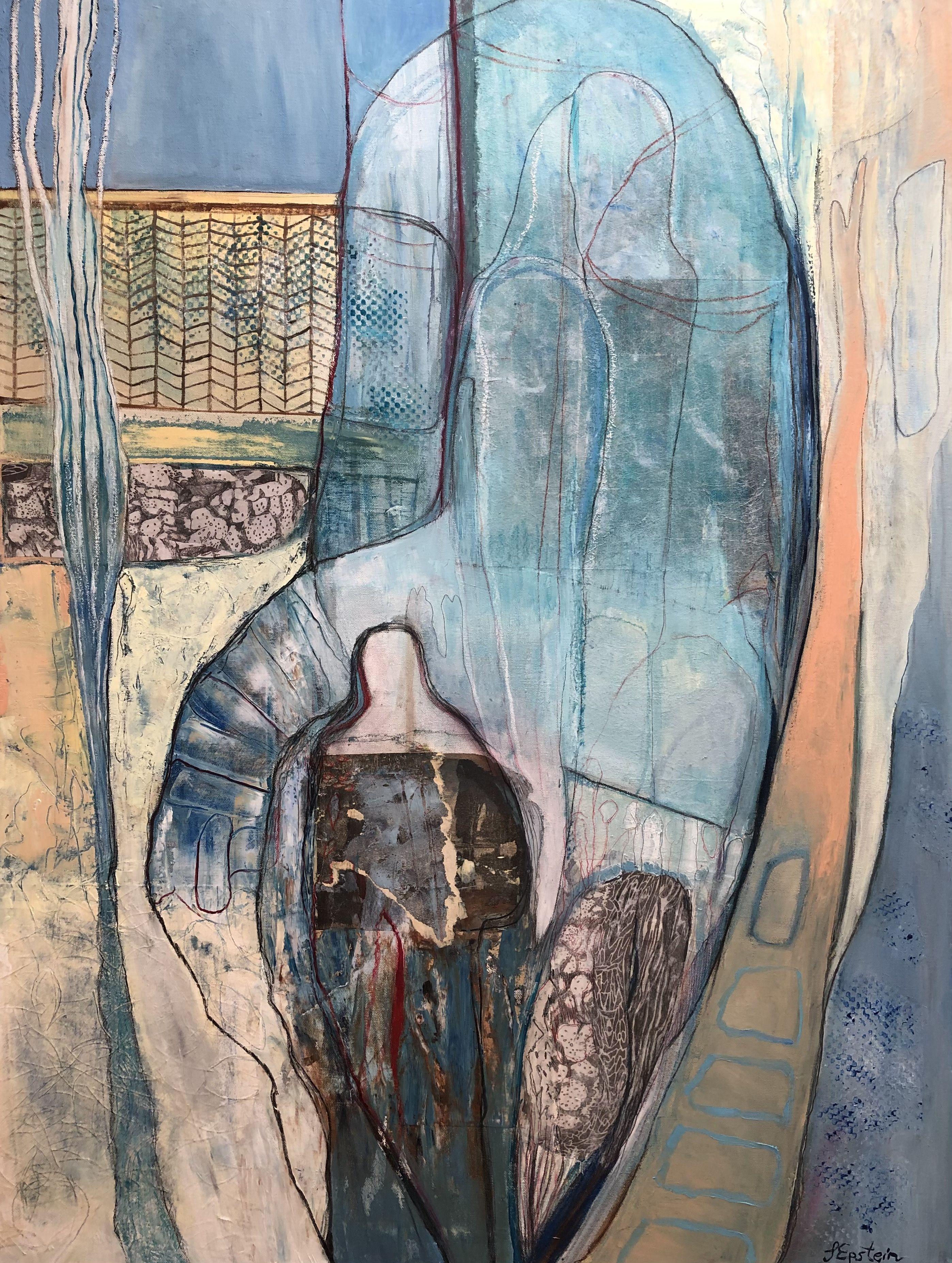 Abstract Painting di Irit Epstein - Blues for the Muse, Pittura, Olio su tela