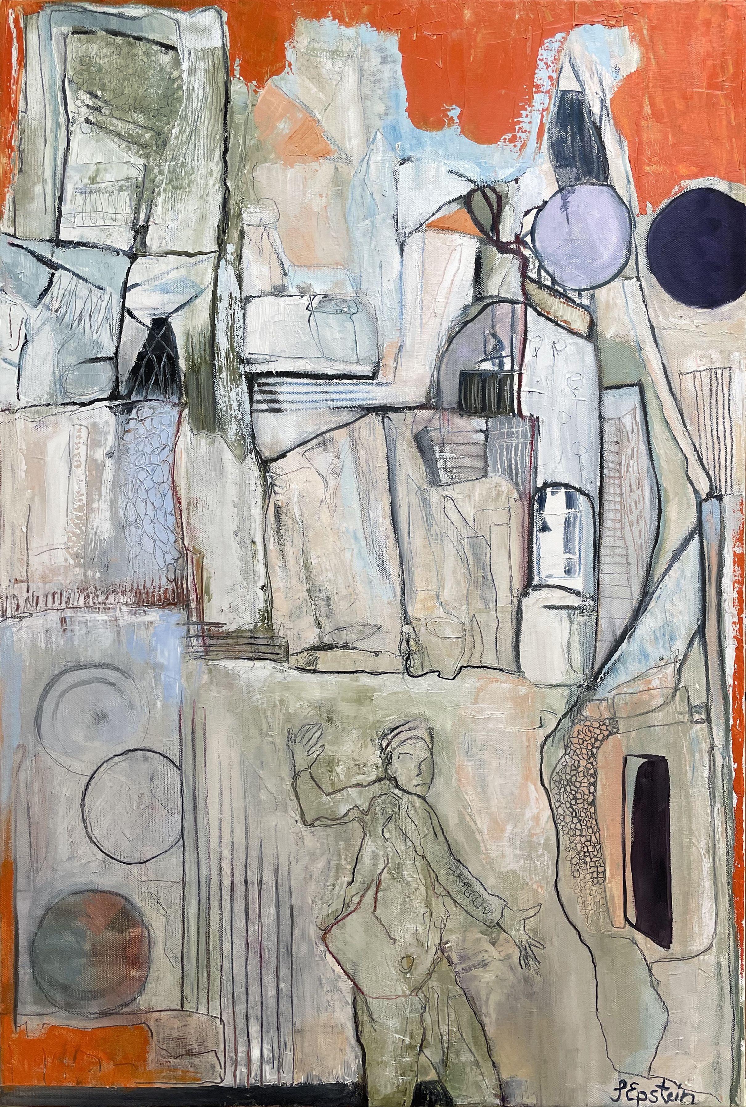 Cielo arancione, Pittura, Olio su tela - Painting di Irit Epstein