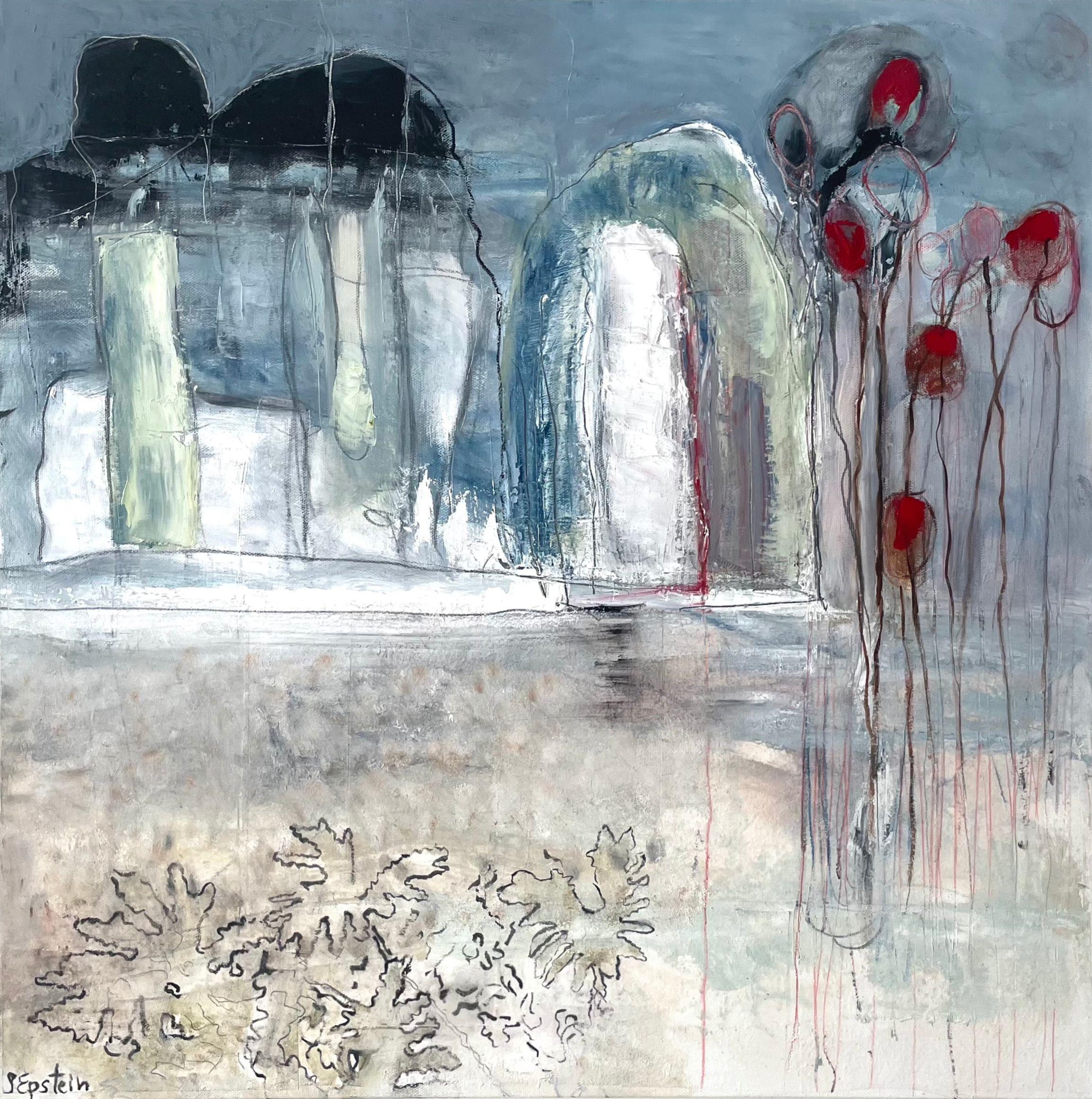Abstract Painting Irit Epstein - The Quiet Bleed, peinture, huile sur toile