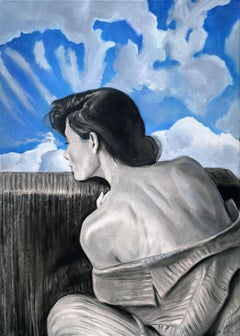 Peinture, huile sur toile nuage Melancholique 50 x 70 cm