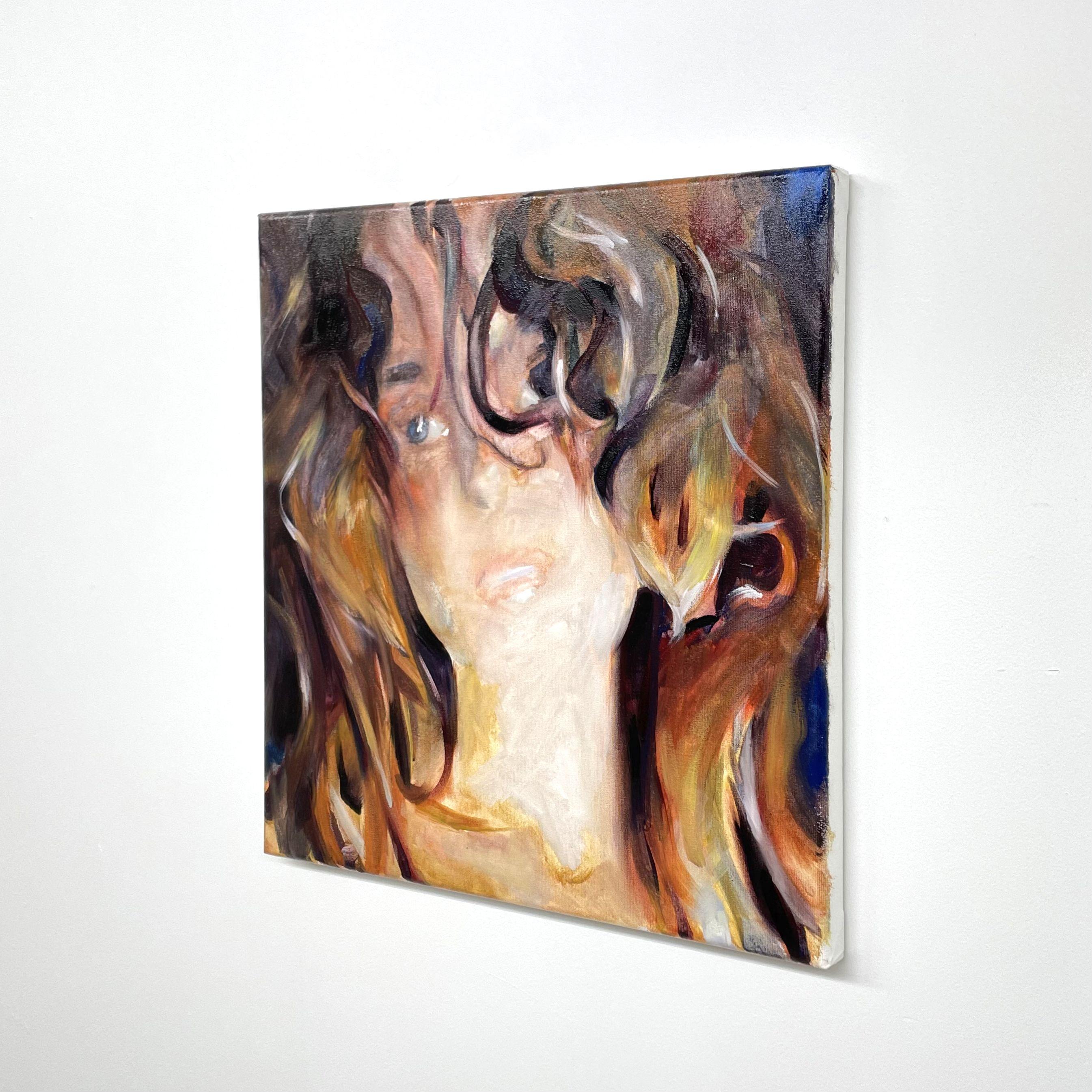 Abendlicht 40 x 40 cm, Gemälde, Öl auf Leinwand im Angebot 1