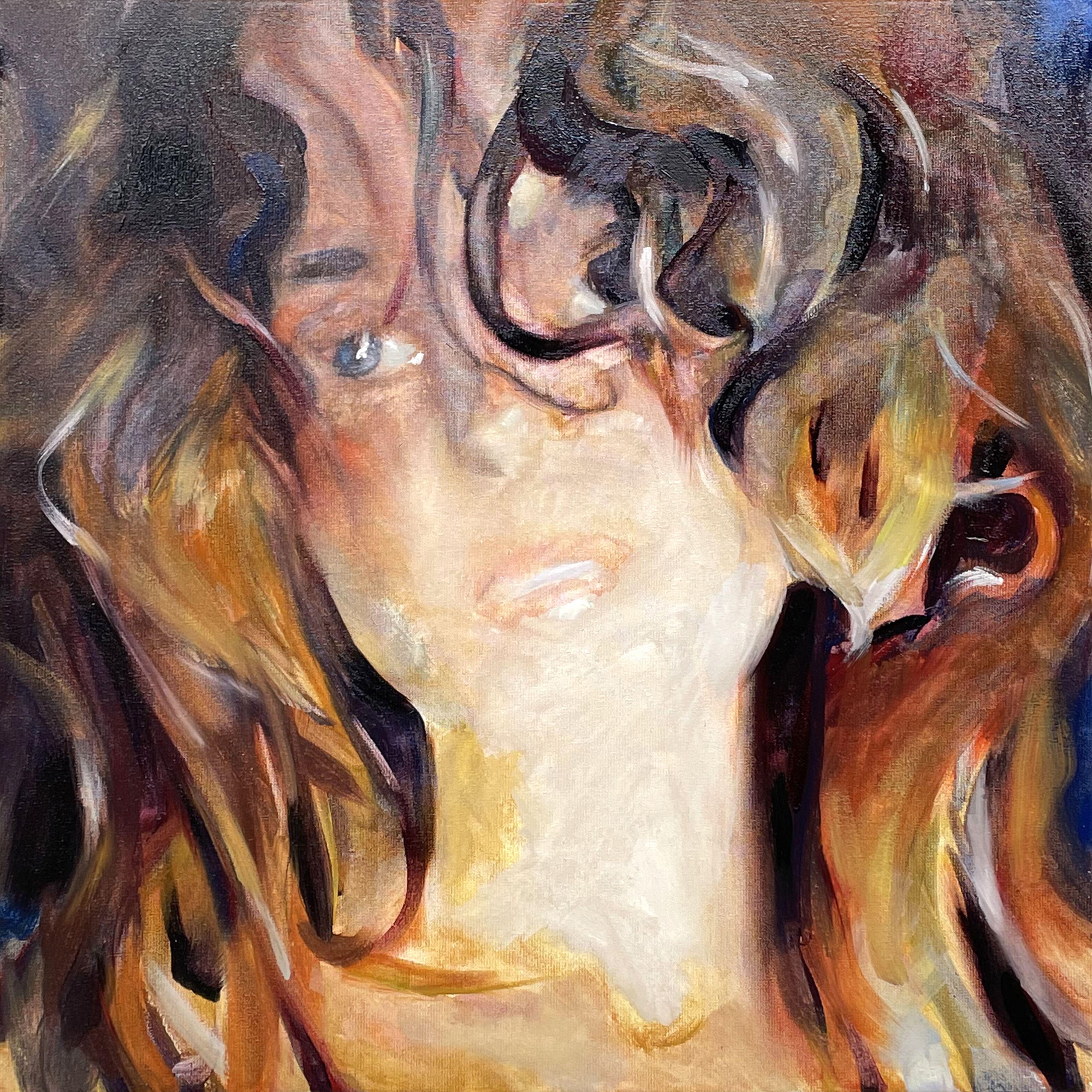 Abendlicht 40 x 40 cm, Gemälde, Öl auf Leinwand – Painting von Irjan Moussin