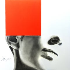 Imagination mit rotem 120 x 120 cm, Gemälde, Öl auf Leinwand