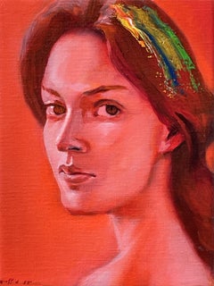 L'ambiance orange 18 x 24 cm, peinture, huile sur toile