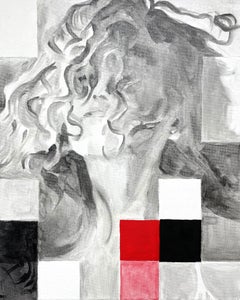 Puzzle with red 40 x 50 cm., Painting, Oil on Canvas