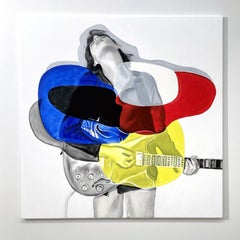 Street musician 100 x 100 cm., Painting, Oil on Canvas