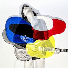 Street musician 100 x 100 cm., Painting, Oil on Canvas
