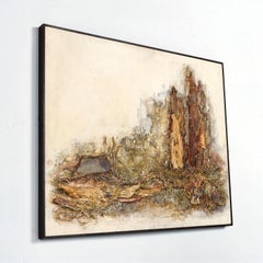 Irma Baker - Peinture technique mixte en terre cuite avec toile de jute et liège