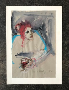 L'ora dell'aperitivo di Irma Hediger - Acquerello su carta 16x25 cm