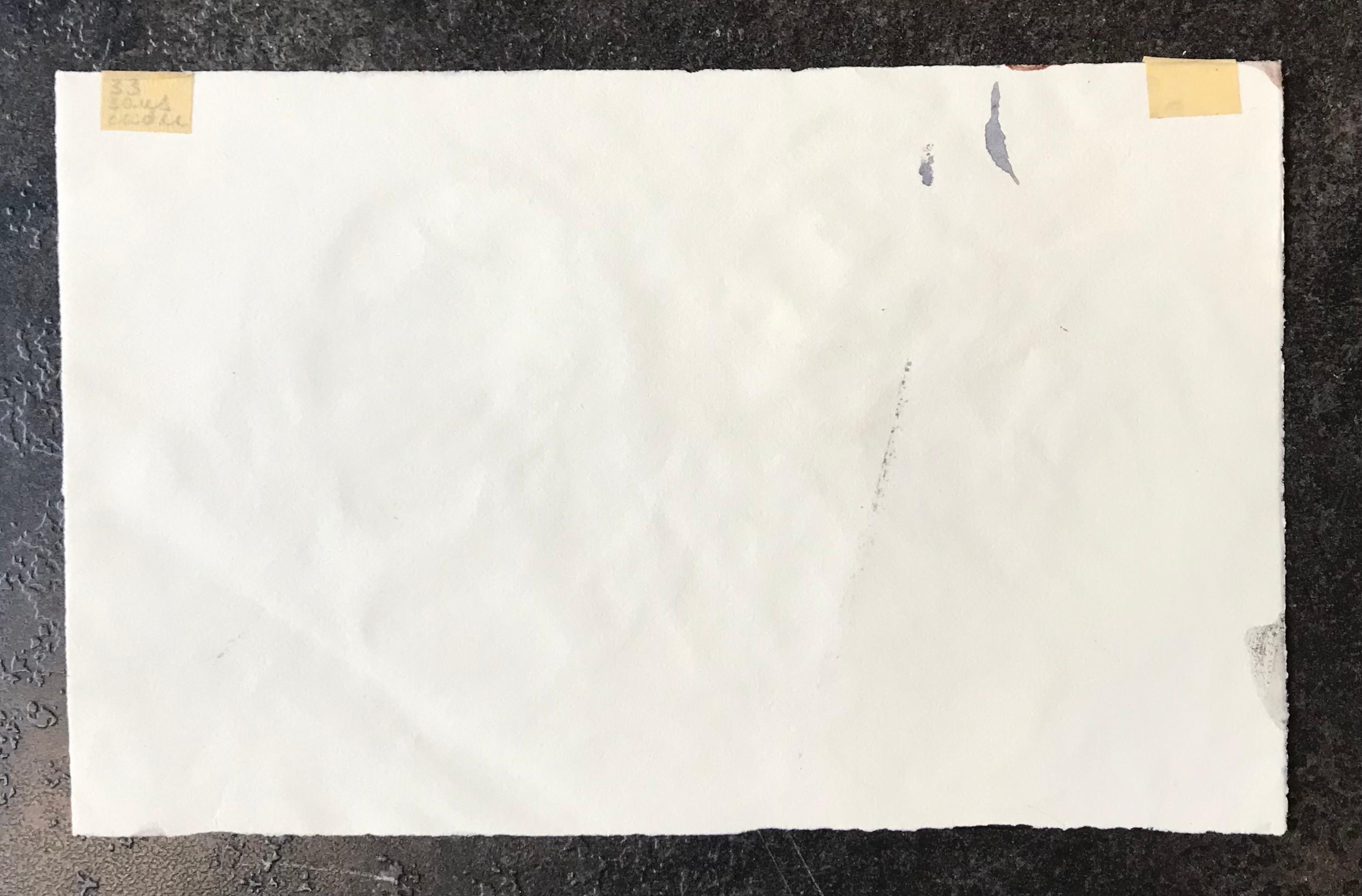 Pensamiento de Irma Hediger - Acuarela sobre papel 15x25 cm en venta 4