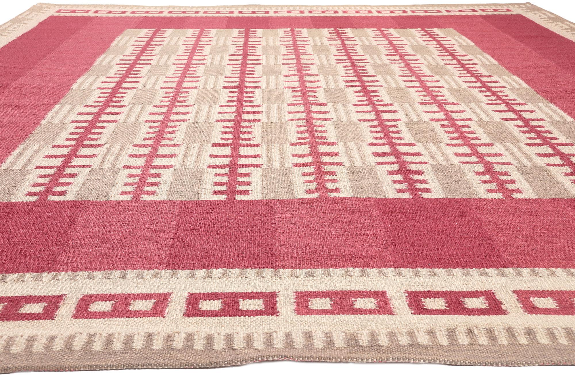 Swedish Style Kilim Rug, Ornithology Meets Modern Scandi In New Condition For Sale In Dallas, TX