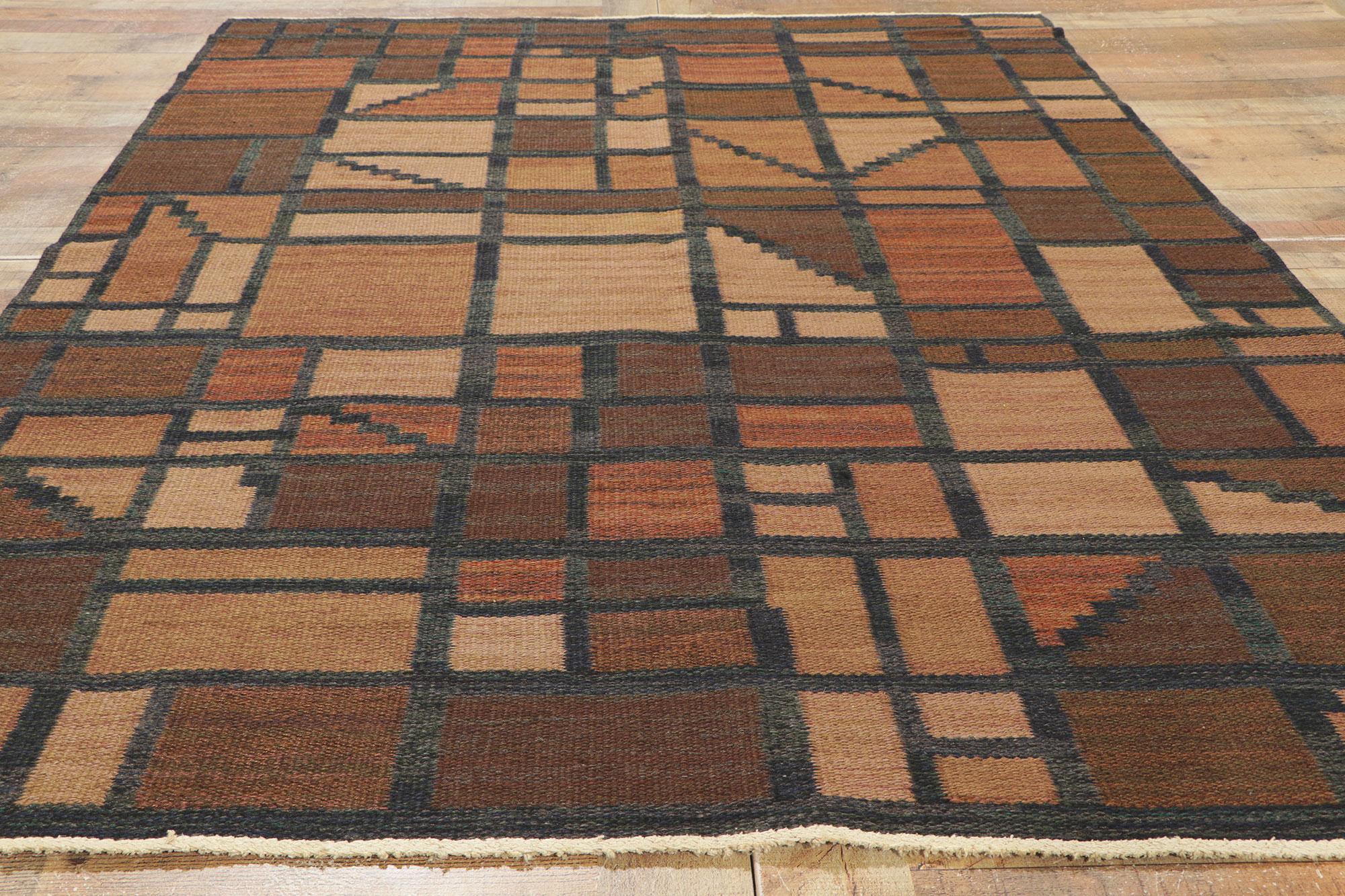 Irma Kronlund Alfombra sueca vintage Kilim Rollakan, Kronobergs Läns Hemslöjd en venta 2