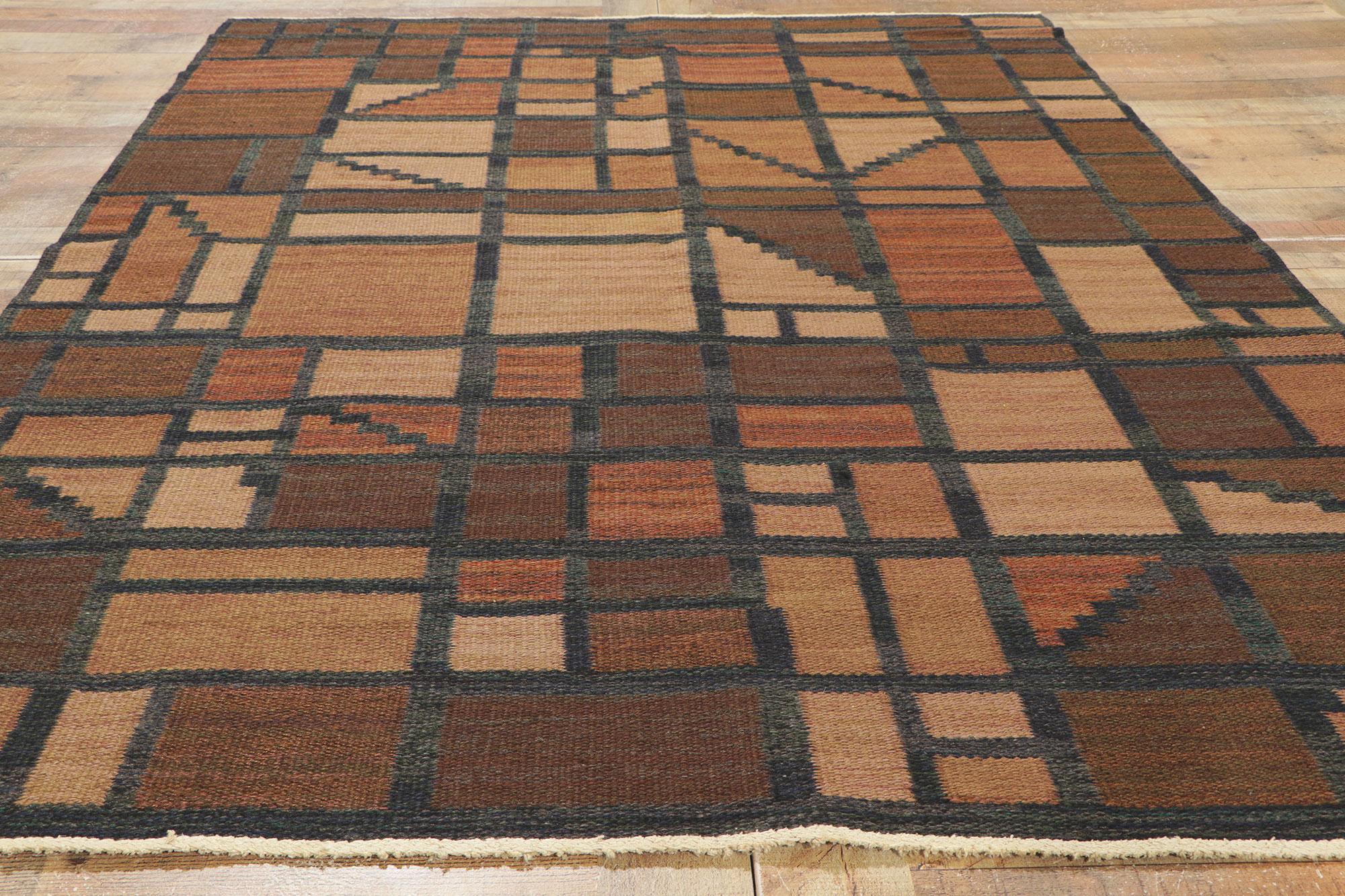 Irma Kronlund Vintage Swedish Kilim Rollakan Rug, Kronobergs Läns Hemslöjd For Sale 3