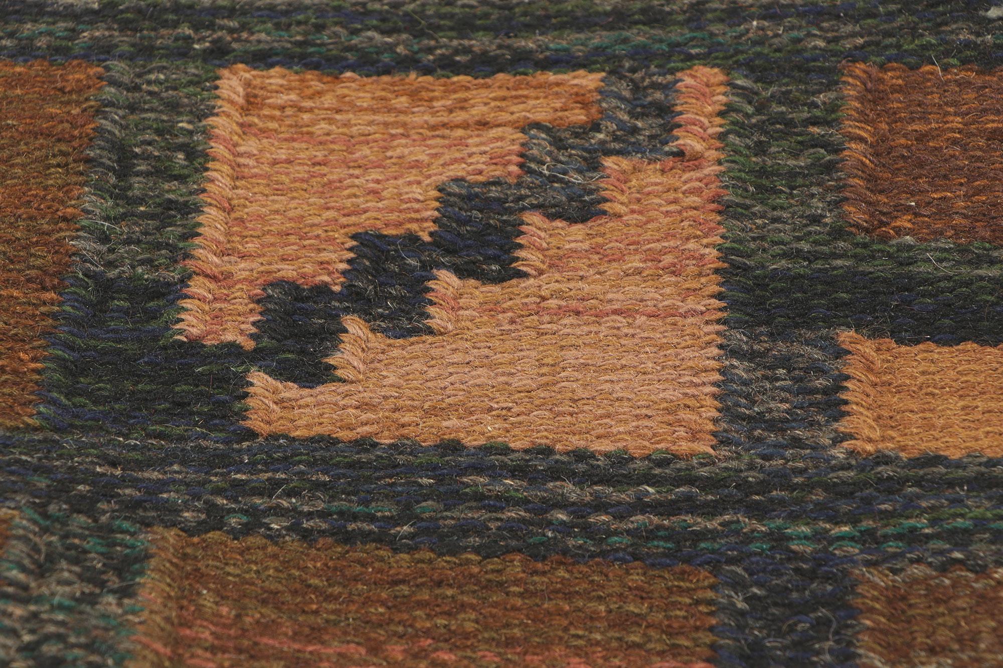 Irma Kronlund Alfombra sueca vintage Kilim Rollakan, Kronobergs Läns Hemslöjd Lana en venta