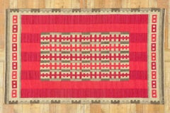 Irma Kronlund Vintage Swedish Kilim Rollakan Rug, Rödhake