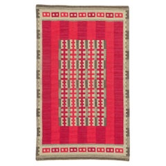 Irma Kronlund Tapis suédois vintage Kilim Rollakan, Rödhake 