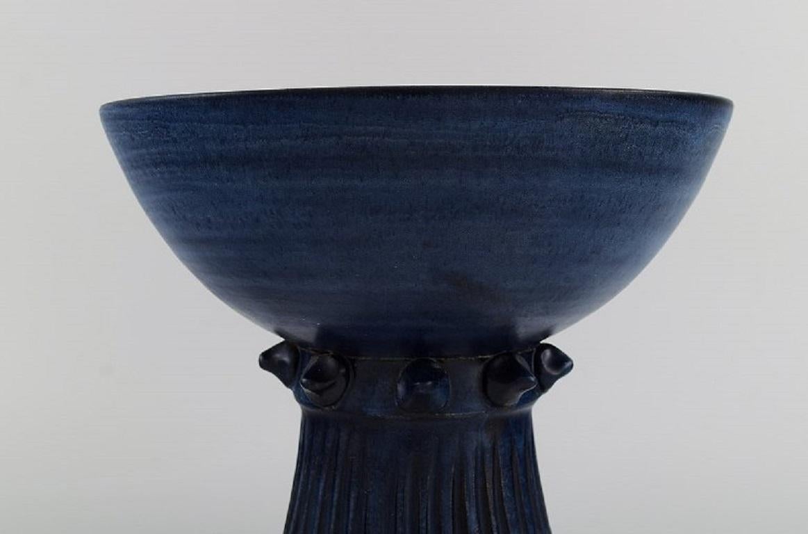 Irma Yourstone, Sweden, Bowl on Foot in Glazed Stoneware In Excellent Condition For Sale In Copenhagen, DK
