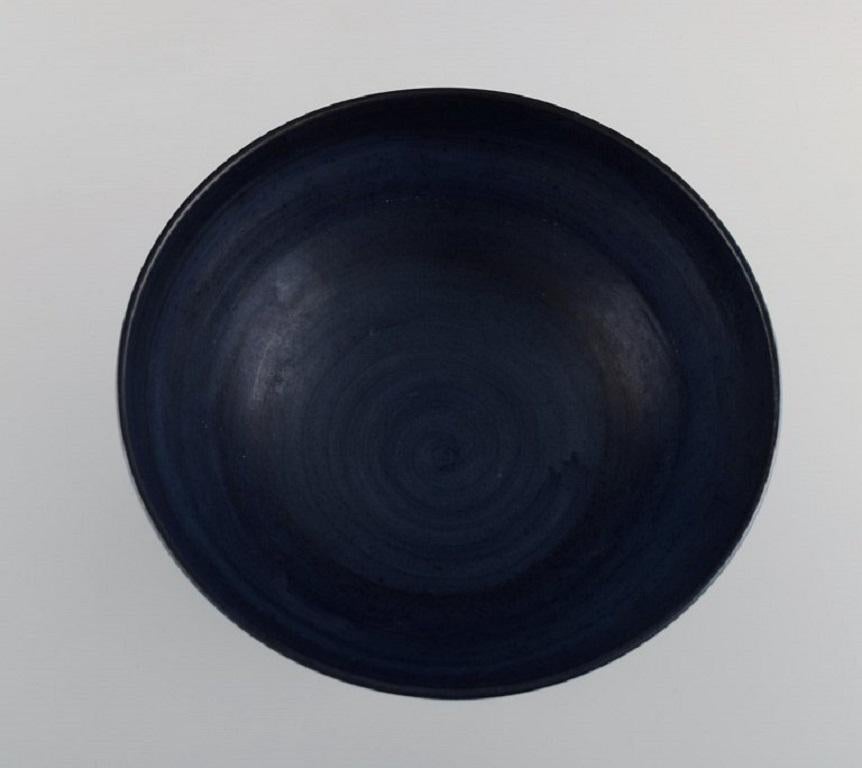 Irma Yourstone, Sweden, Bowl on Foot in Glazed Stoneware For Sale 1