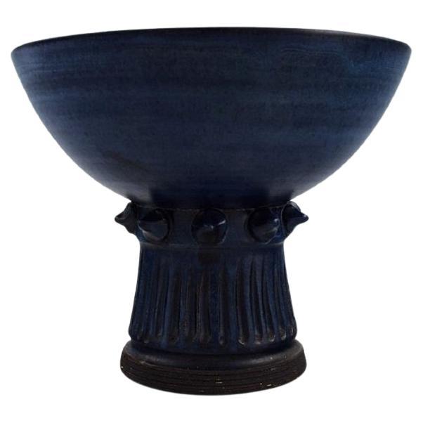 Irma Yourstone, Sweden, Bowl on Foot in Glazed Stoneware