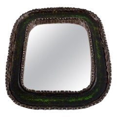 Irma Yourstone Ceramic Mirror, Hand-Painted, Sweden, 1960s