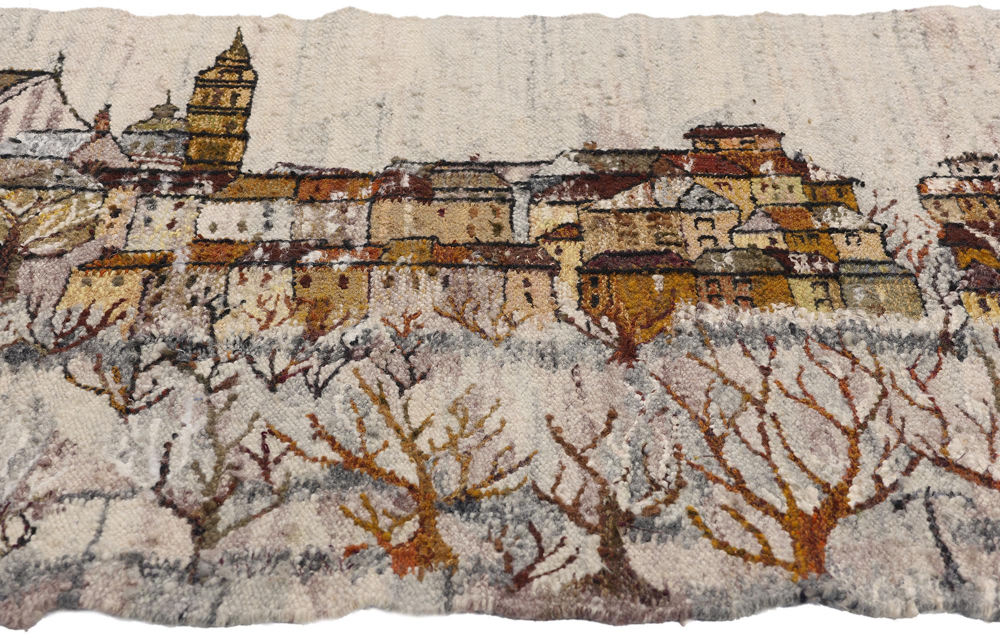Scandinavian Modern Irmina Jasek Polish Zimowe Miasto Gobelin Tapestry, 03'04 x 04'02