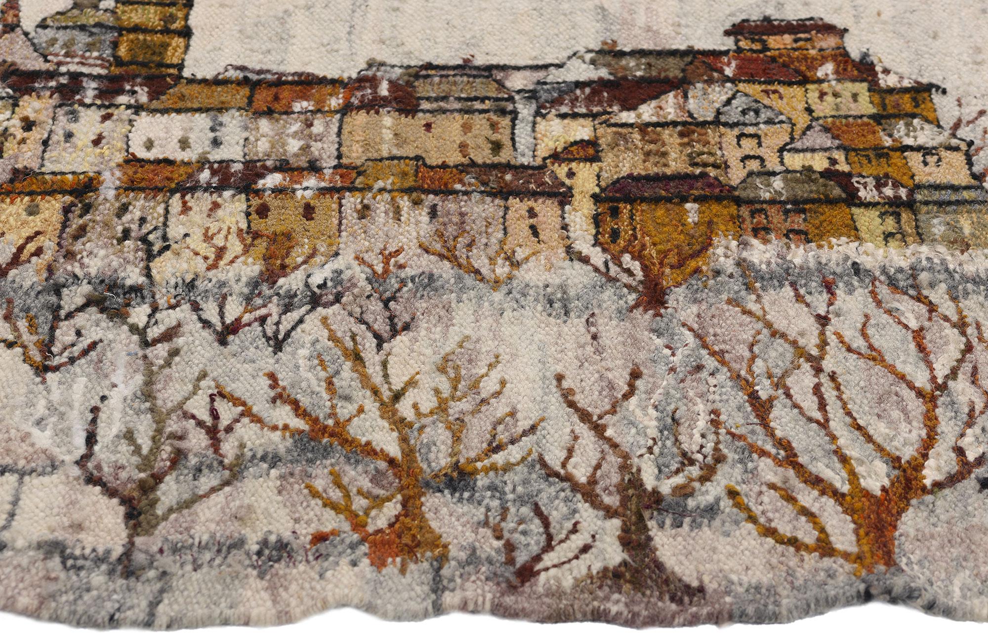 Machine-Made Irmina Jasek Polish Zimowe Miasto Gobelin Tapestry, 03'04 x 04'02