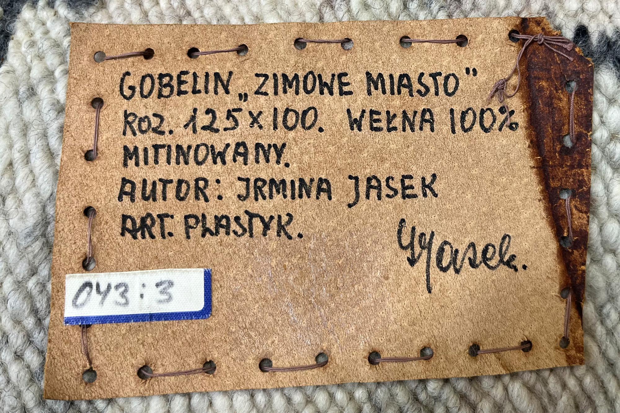 20th Century Irmina Jasek Polish Zimowe Miasto Gobelin Tapestry, 03'04 x 04'02