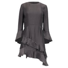Iro Asymmetric Ruffled Mini Dress in Grey Cupro