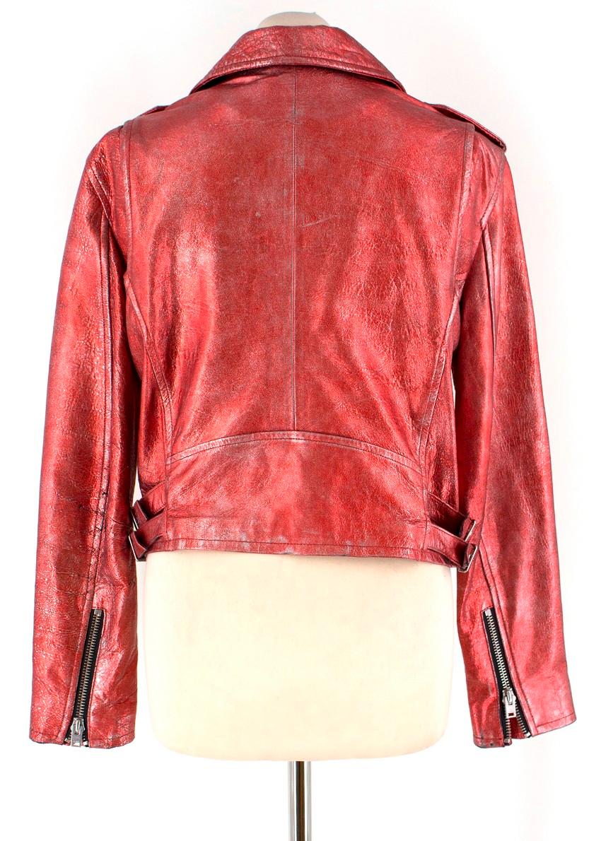 Iro Axelle Red Metallic Moto Jacket US 6 at 1stDibs red metallic