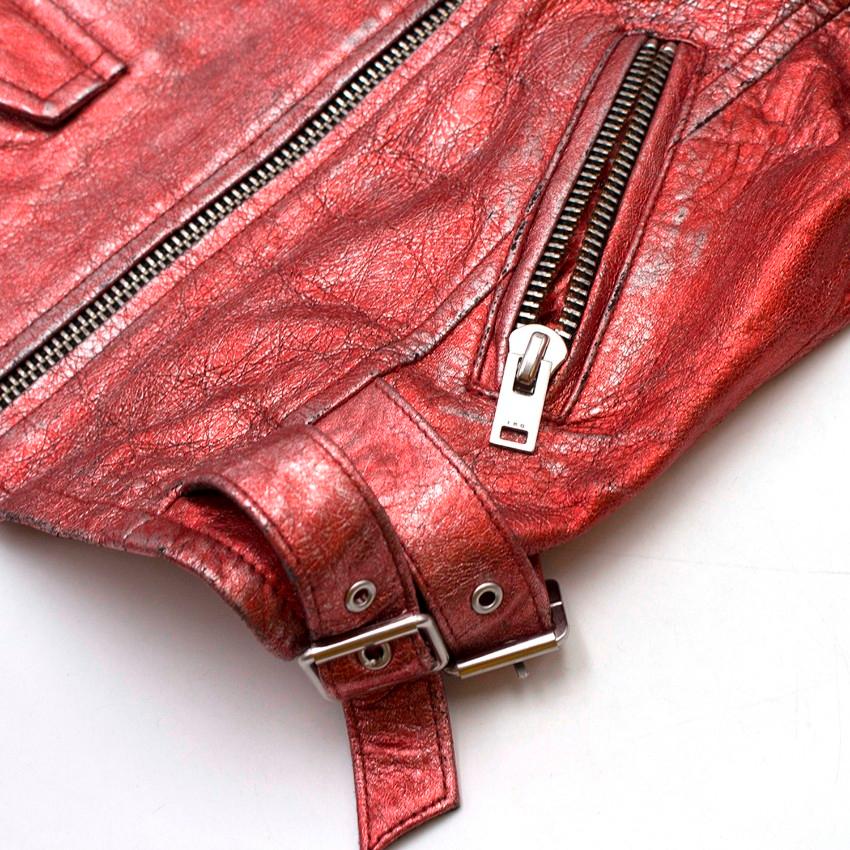 Iro Axelle Red Metallic Moto Jacket US 6 at 1stDibs red metallic
